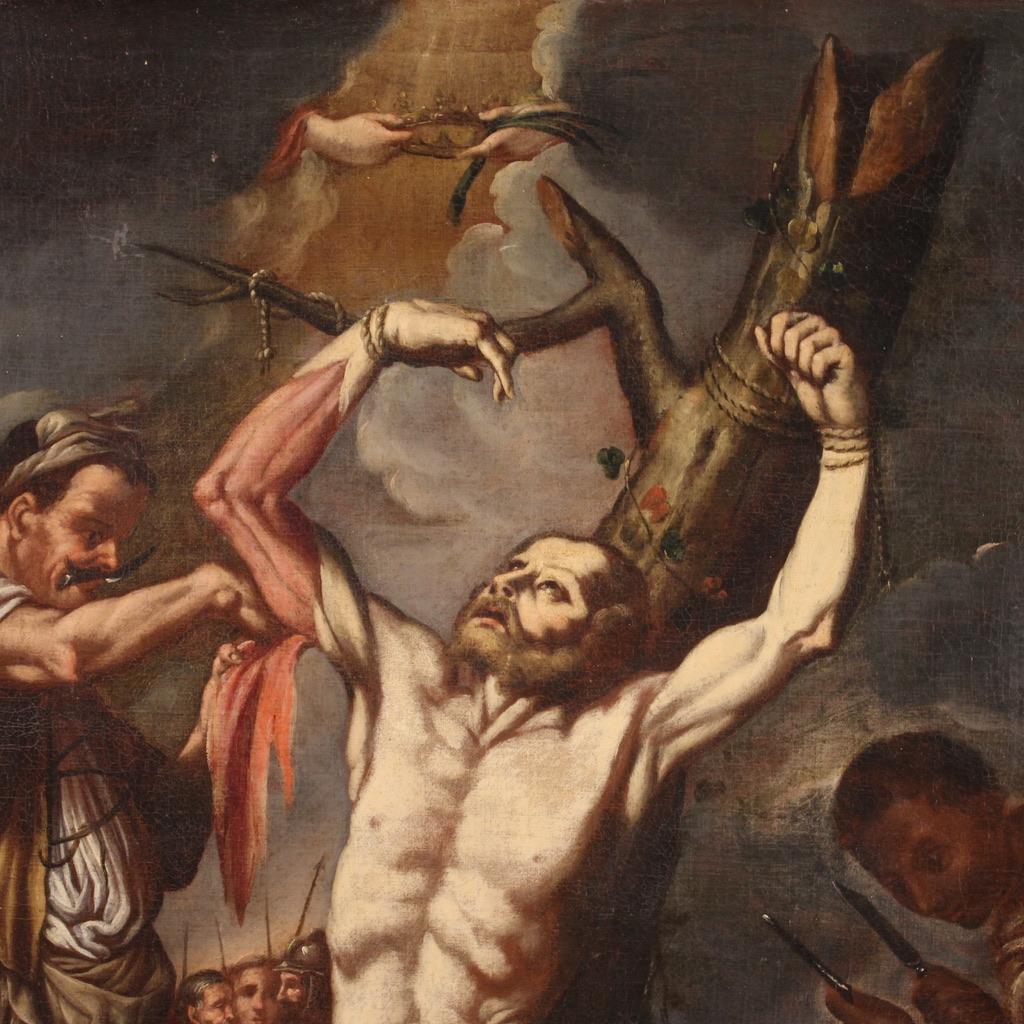 17. Jahrhundert Öl auf Leinwand Italienisches Gemälde Martyrium des Heiligen Bartholomäus 3