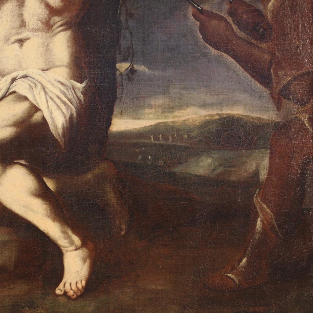 17. Jahrhundert Öl auf Leinwand Italienisches Gemälde Martyrium des Heiligen Bartholomäus 4