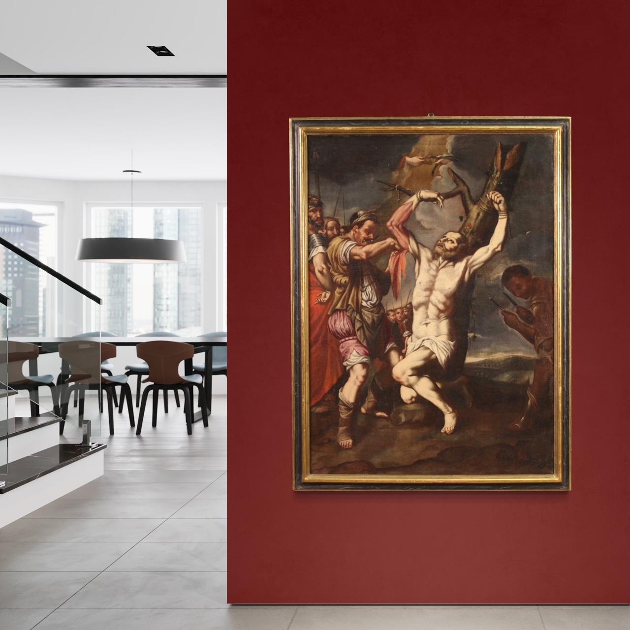 17. Jahrhundert Öl auf Leinwand Italienisches Gemälde Martyrium des Heiligen Bartholomäus 7