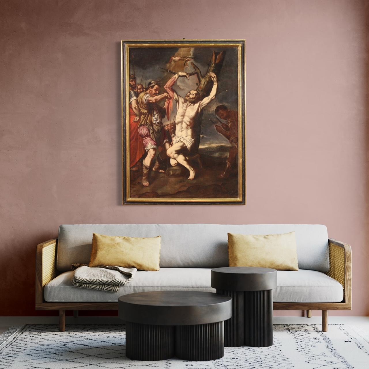 17. Jahrhundert Öl auf Leinwand Italienisches Gemälde Martyrium des Heiligen Bartholomäus im Zustand „Gut“ in Vicoforte, Piedmont