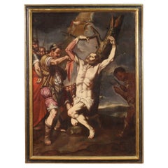 17th Century Oil on Canvas Italian Painting Martyrdom of Saint Bartholomew