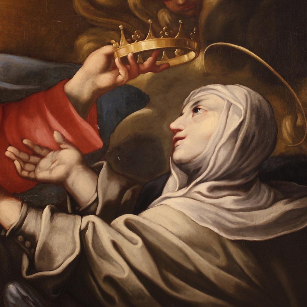 17th Century Oil on Canvas Italian Painting Saint Catherine of Siena, 1680 8