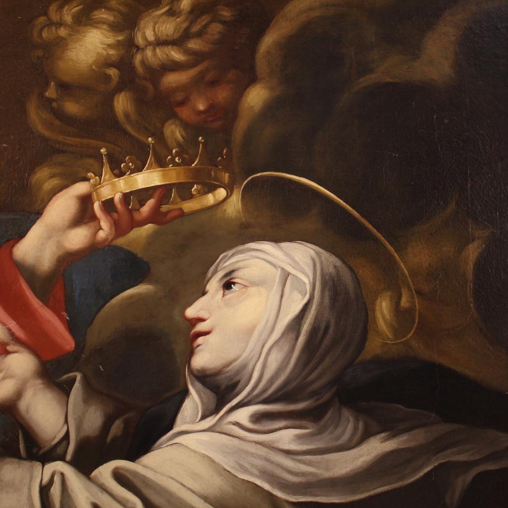 17th Century Oil on Canvas Italian Painting Saint Catherine of Siena, 1680 5