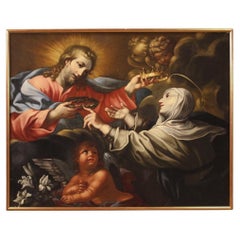 17th Century Oil on Canvas Italian Painting Saint Catherine of Siena, 1680