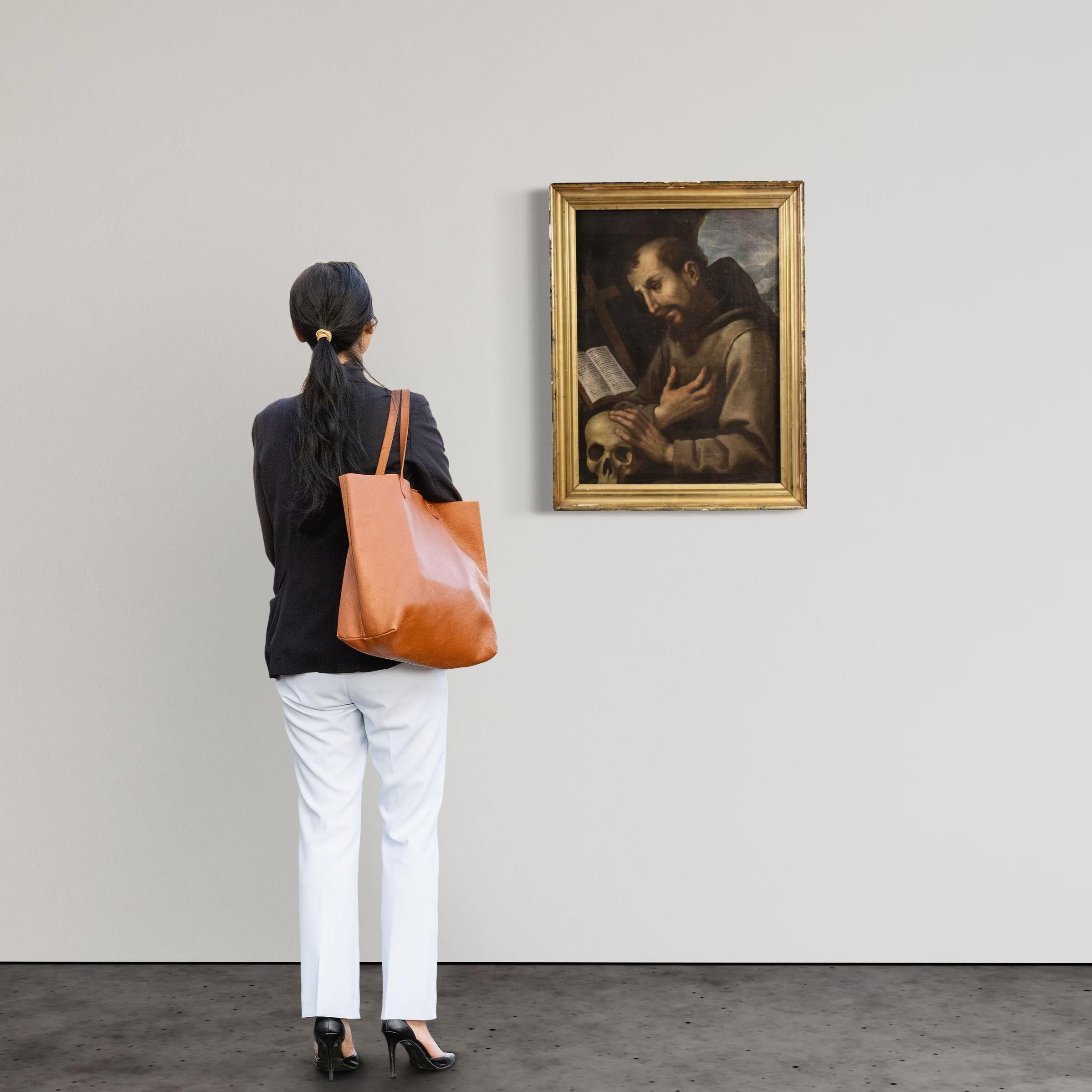 17. Jahrhundert Öl auf Leinwand Italienisches Gemälde Heiliger Franz von Assisi, 1660 (Italian) im Angebot