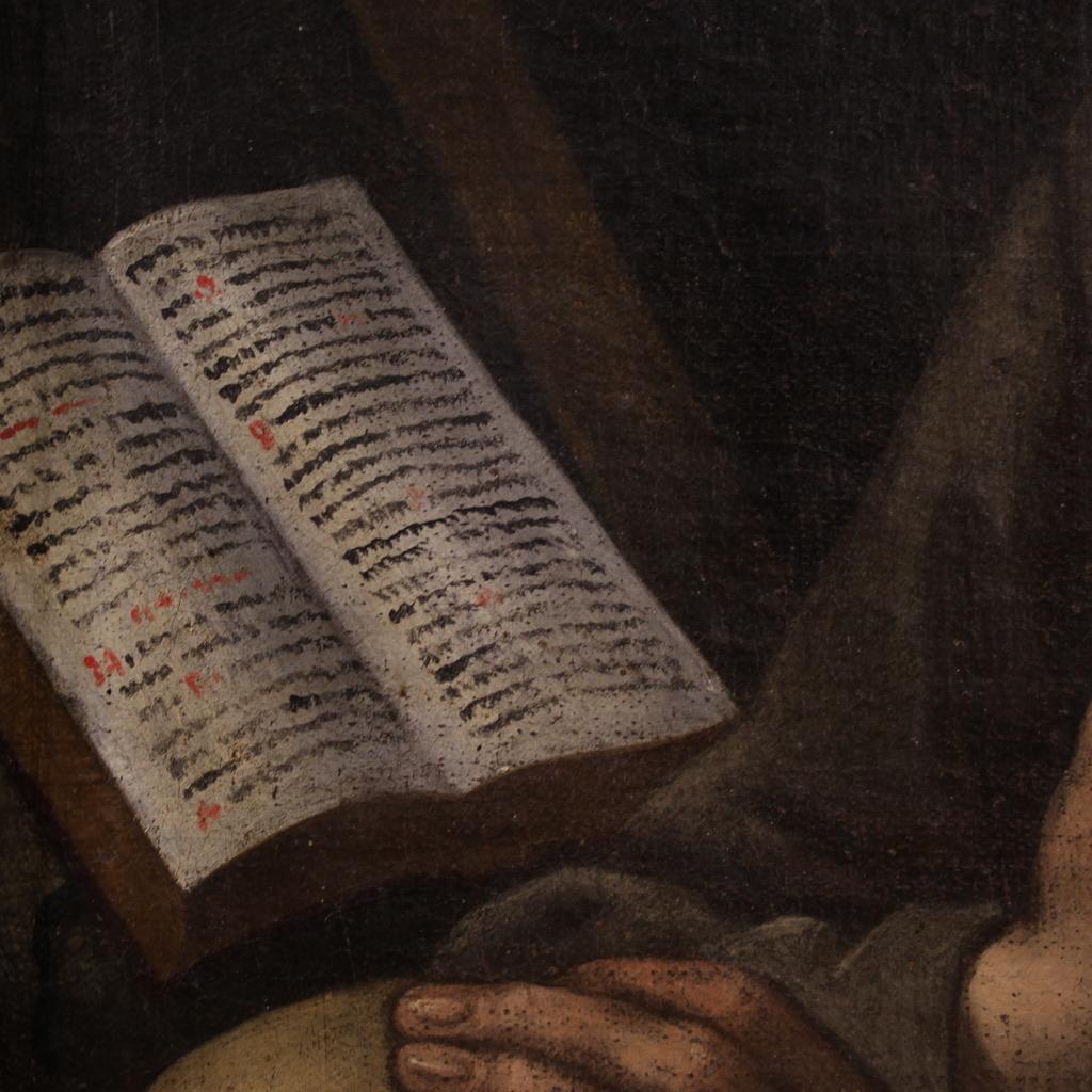 17. Jahrhundert Öl auf Leinwand Italienisches Gemälde Heiliger Franz von Assisi, 1660 im Angebot 3