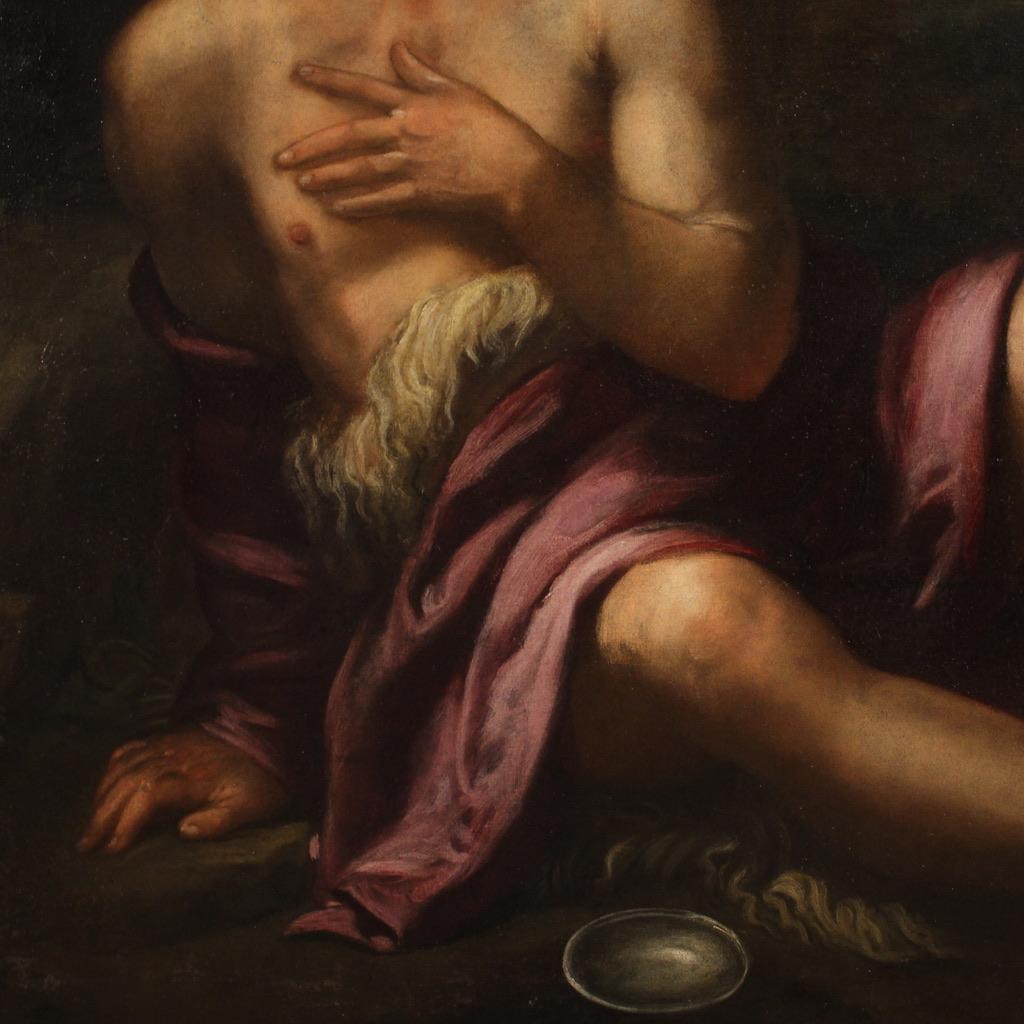 17th Century Oil on Canvas Italian Painting Saint John the Baptist, 1620 7