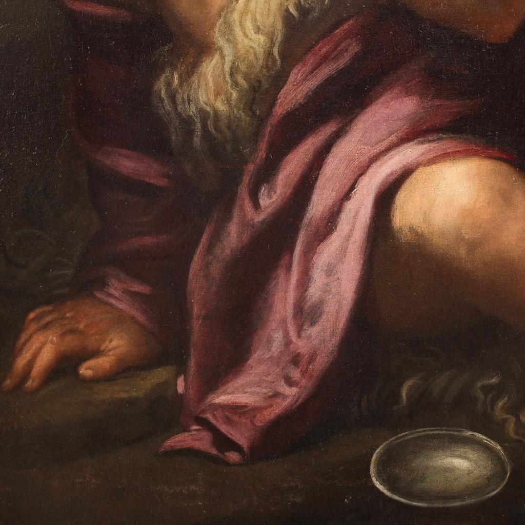 17th Century Oil on Canvas Italian Painting Saint John the Baptist, 1620 2