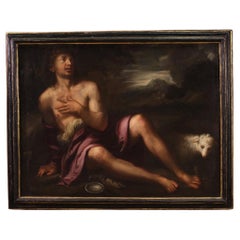 17th Century Oil on Canvas Italian Painting Saint John the Baptist, 1620