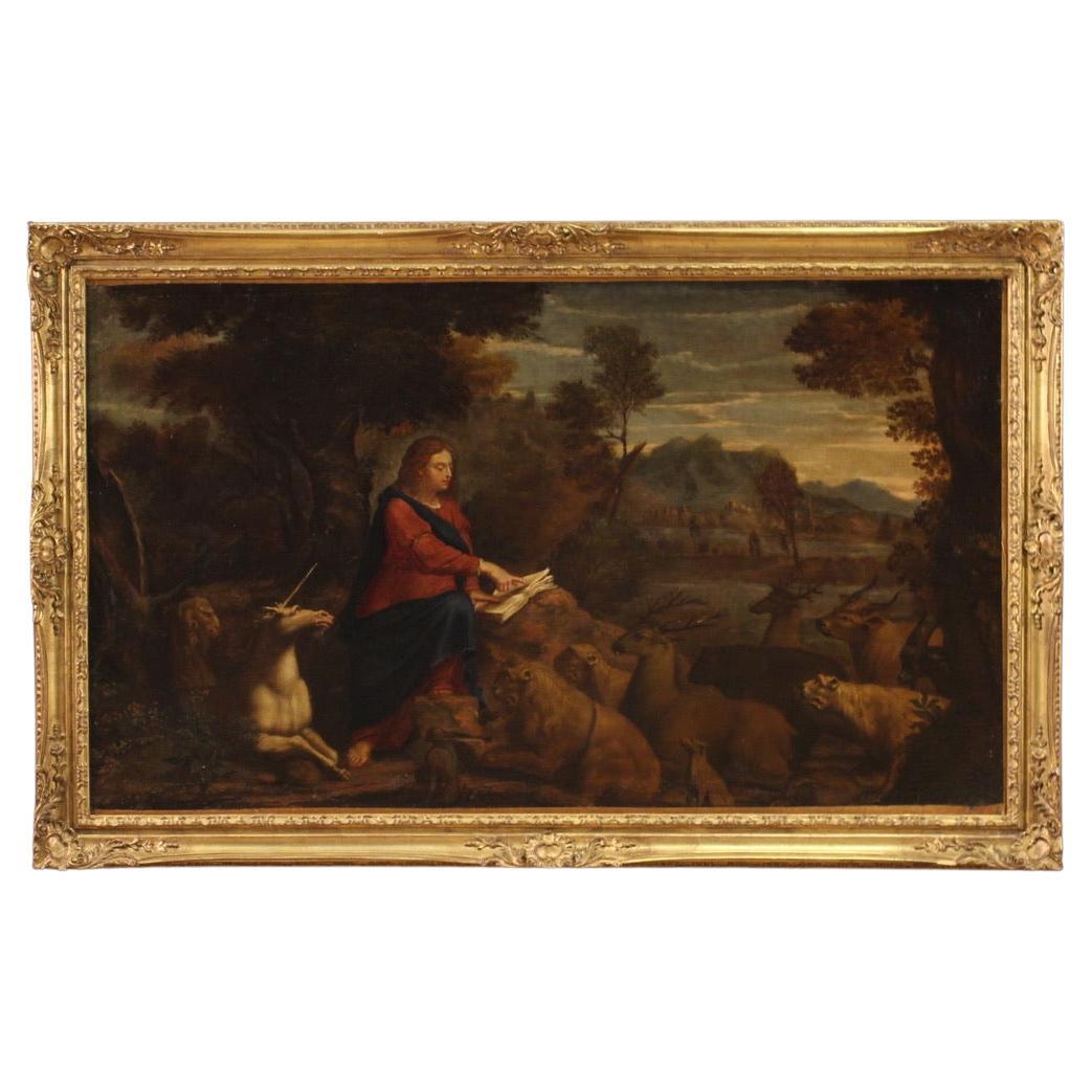 17th Century Oil on Canvas Italian Painting Saint John the Baptist, 1660