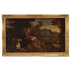 17th Century Oil on Canvas Italian Painting Saint John the Baptist, 1660