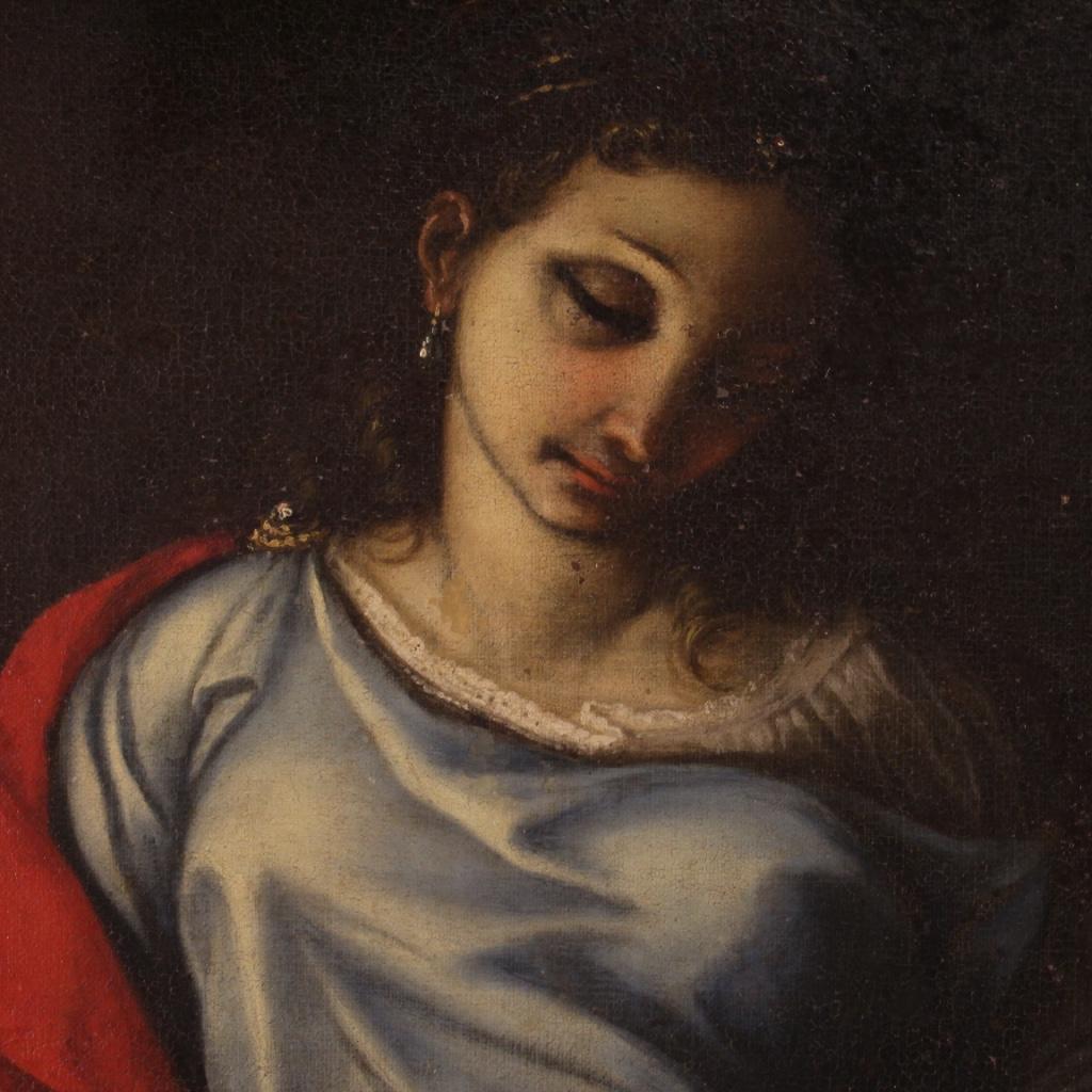 17th Century Oil on Canvas Italian Painting Salome with the Head of Baptist 1680 2