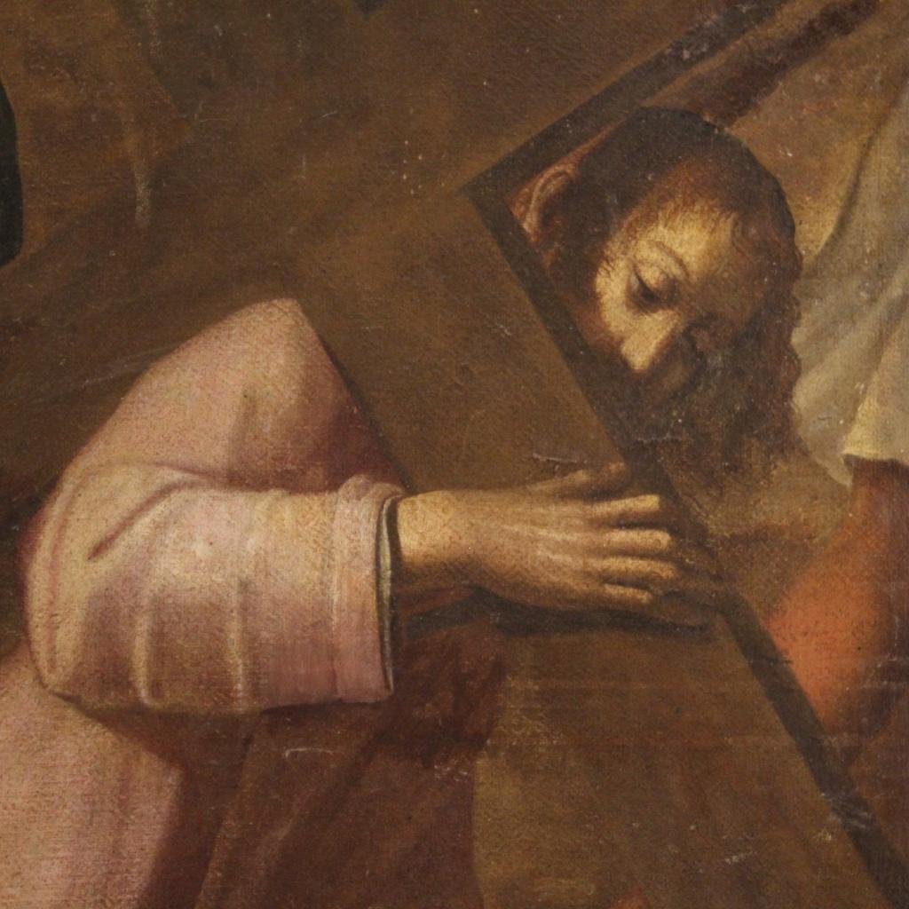 Olio su tela del XVII secolo Pittura italiana Via Crucis Salita al Calvario, 1650 In condizioni discrete a Vicoforte, Piedmont