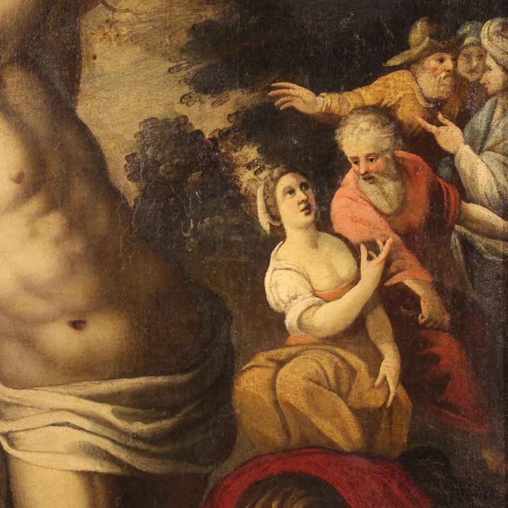 17th Century Oil on Canvas Italian Religious Antique Painting Saint Sebastian 3