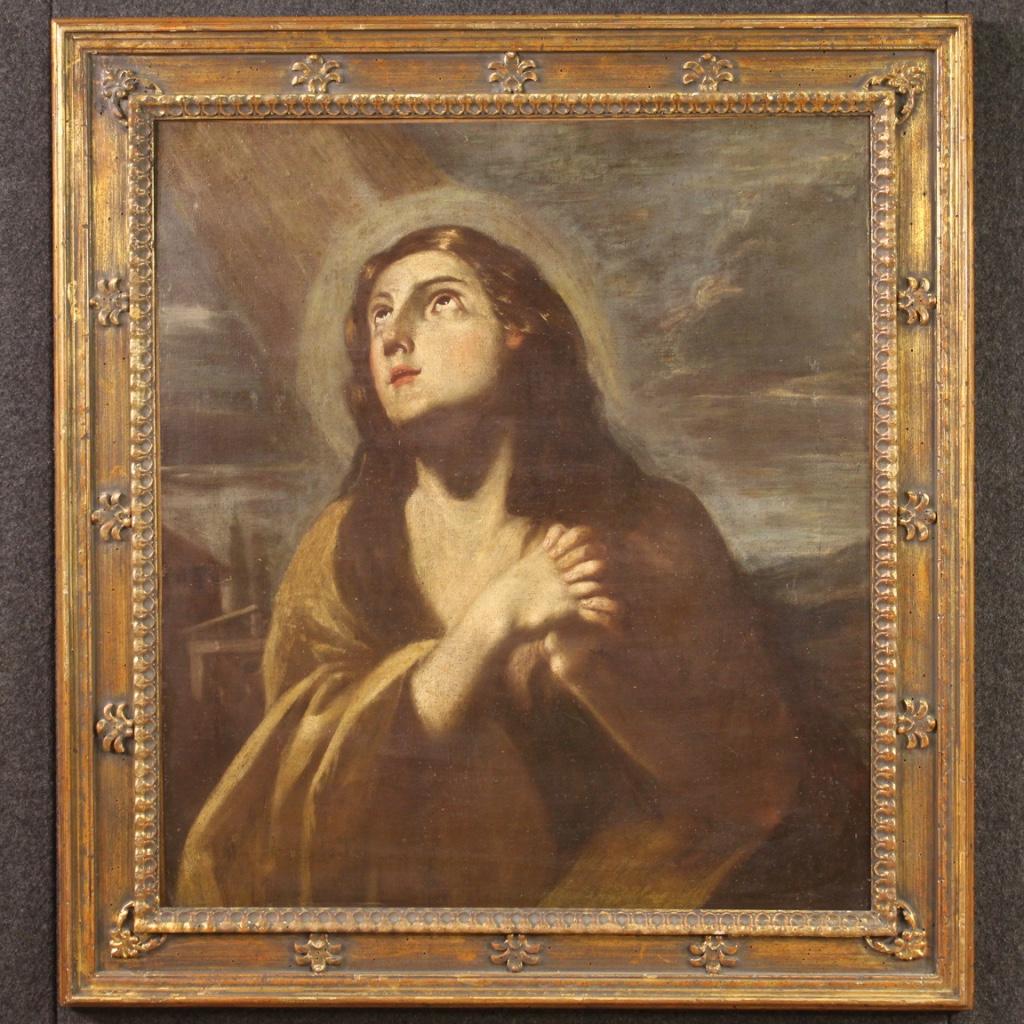 Oiled 17th Century Oil on Canvas Italian Religious Magdalene Painting, 1680