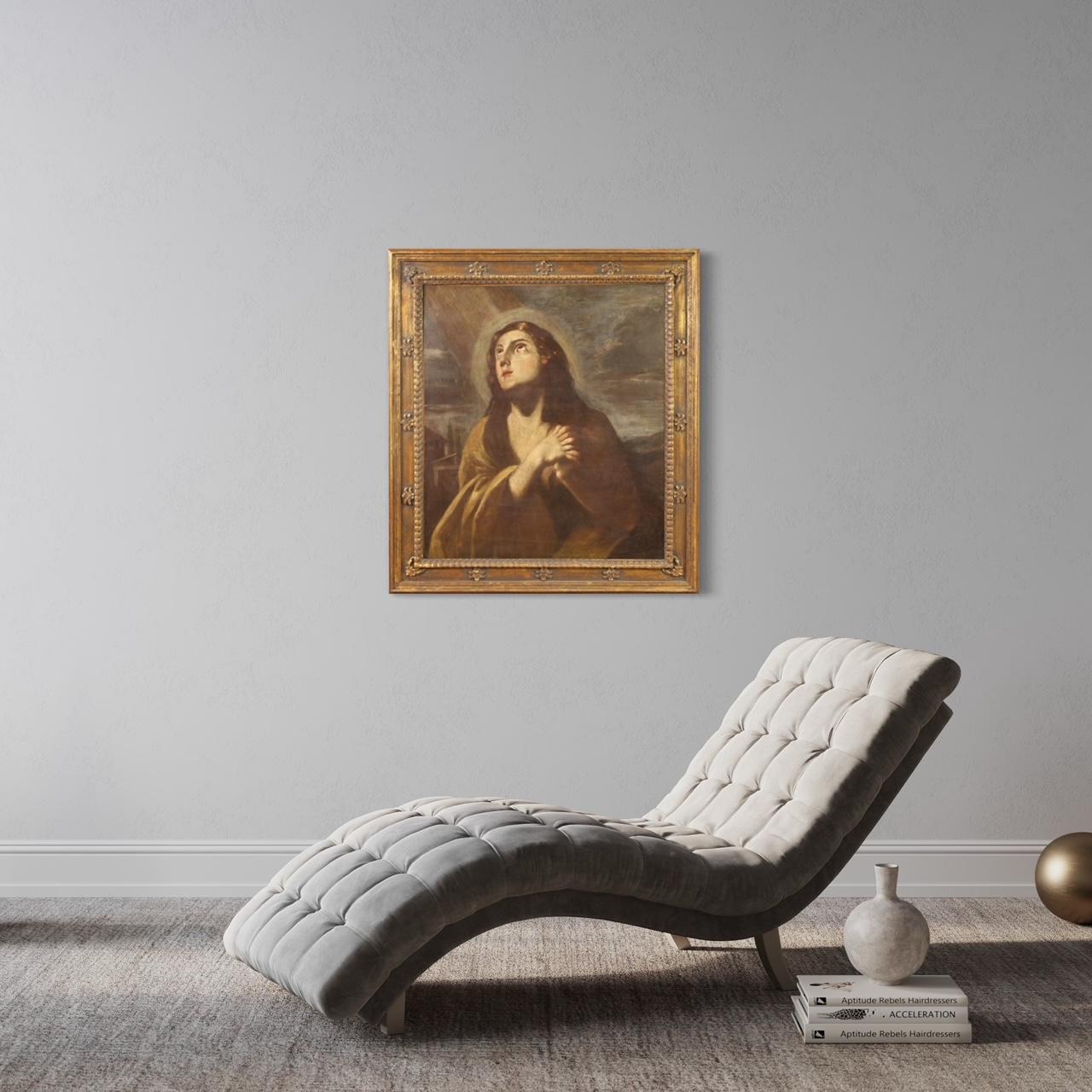 17. Jahrhundert Öl auf Leinwand Italienisch Religiöse Magdalena Malerei, 1680 (Geölt) im Angebot