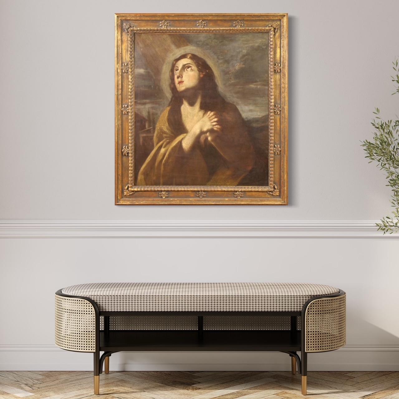 17. Jahrhundert Öl auf Leinwand Italienisch Religiöse Magdalena Malerei, 1680 im Zustand „Gut“ im Angebot in Vicoforte, Piedmont