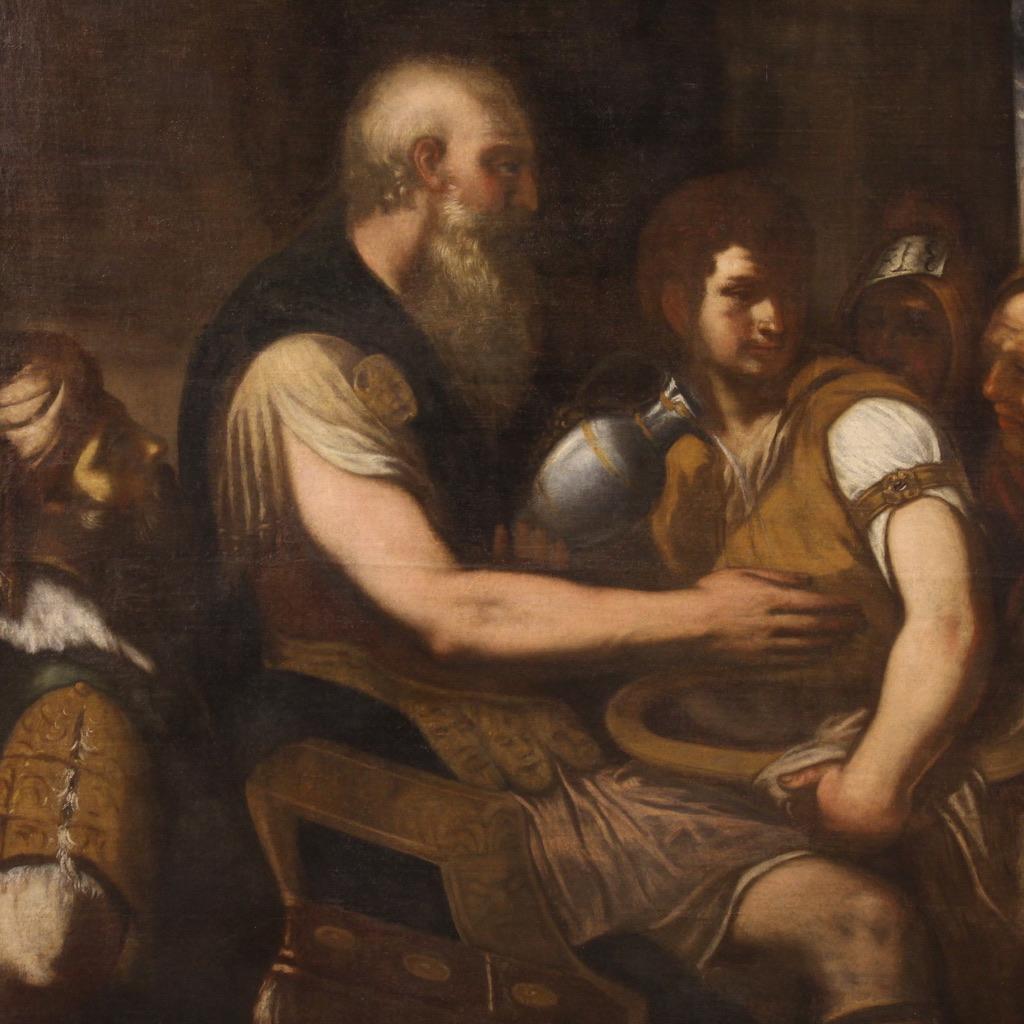17th Century Oil on Canvas Italian Religious Painting Christ before Pilate, 1640 1