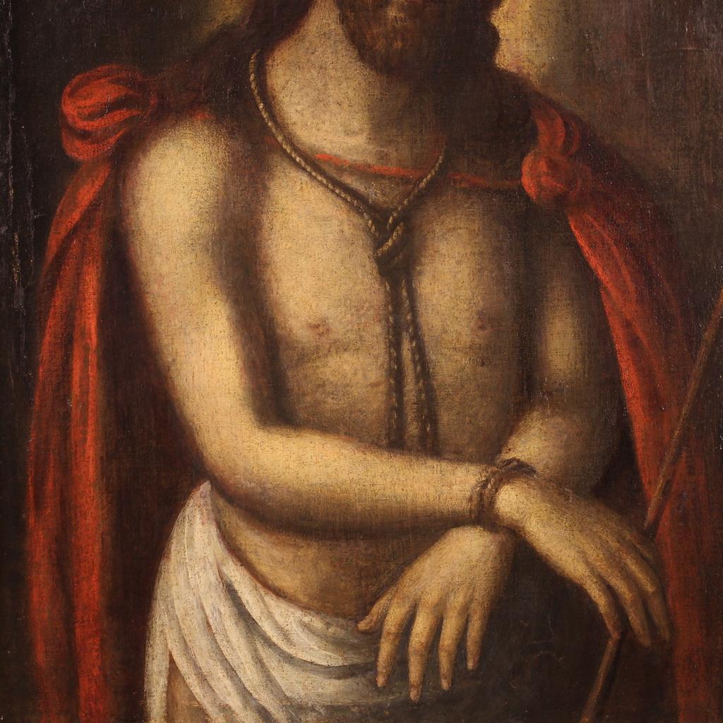 17th Century Oil on Canvas Italian Religious Painting Christ Ecce Homo, 1670 For Sale 1