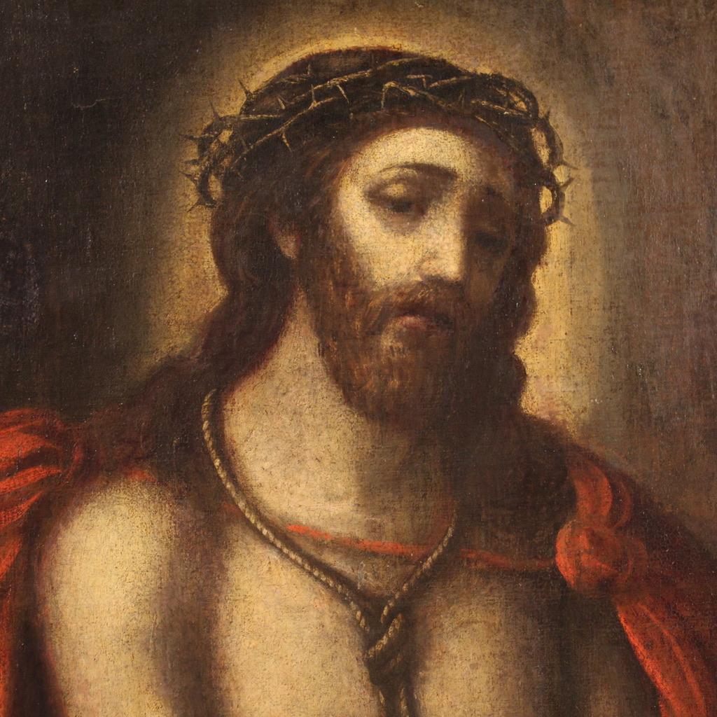 17. Jahrhundert Öl auf Leinwand Italienisch religiöse Malerei Christus Ecce Homo, 1670 im Angebot 3