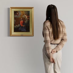 Olio su tela del XVII secolo Pittura religiosa italiana Cristo con angeli, 1690