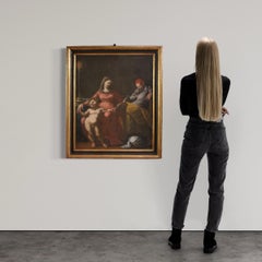 17th Century Oil on Canvas Italian Religious Painting Holy Family, 1610