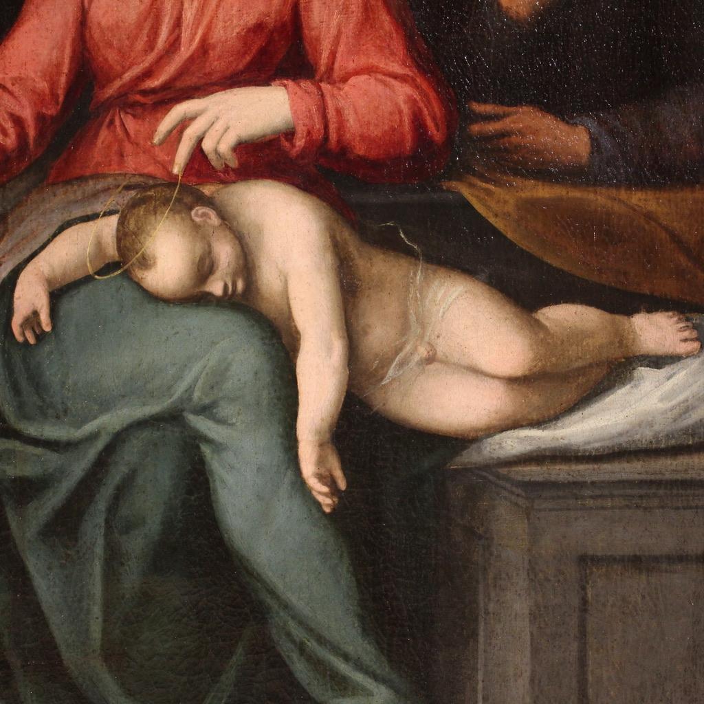 Huile sur toile italienne du 17ème siècle - Peinture religieuse - Fille Sainte, 1620 4