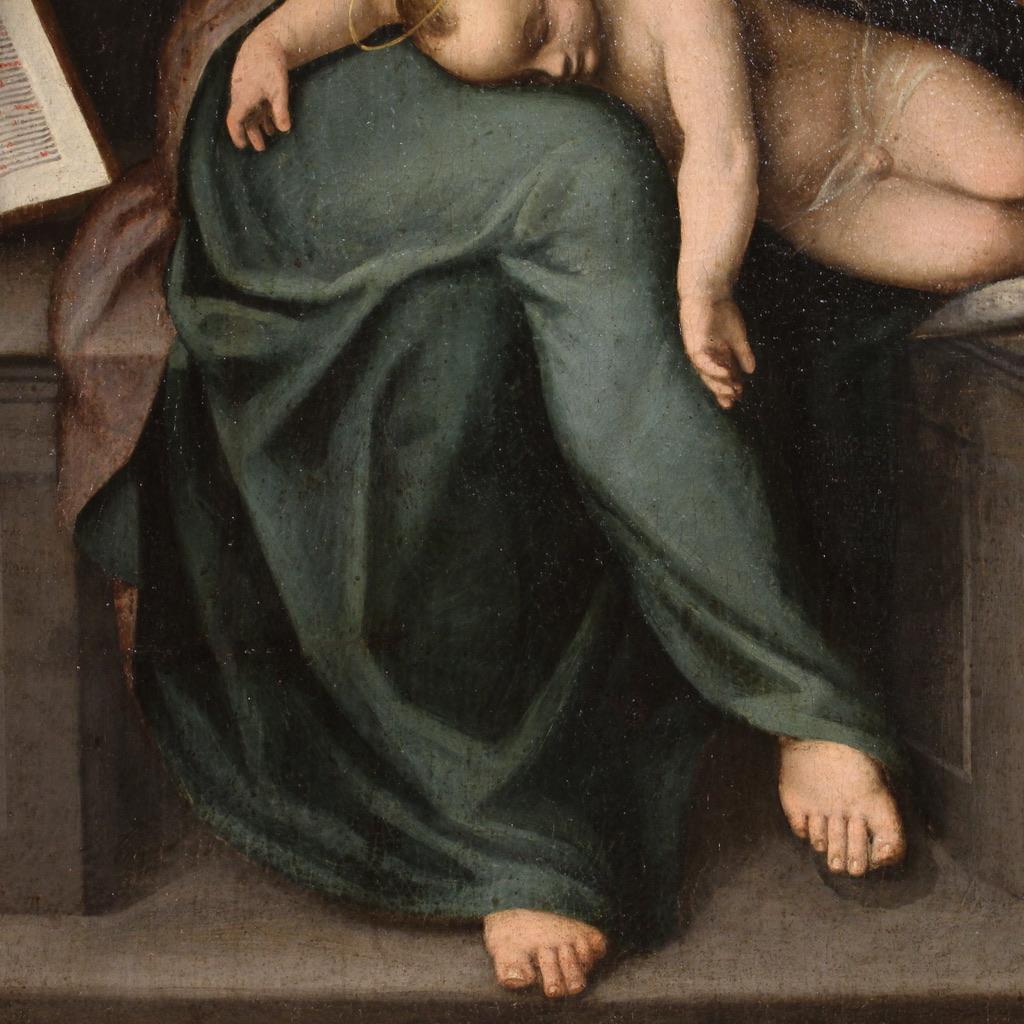Huile sur toile italienne du 17ème siècle - Peinture religieuse - Fille Sainte, 1620 5