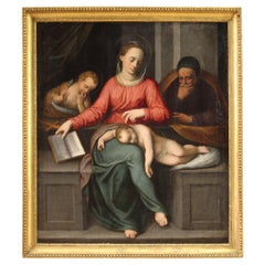 Huile sur toile italienne du 17ème siècle - Peinture religieuse - Fille Sainte, 1620