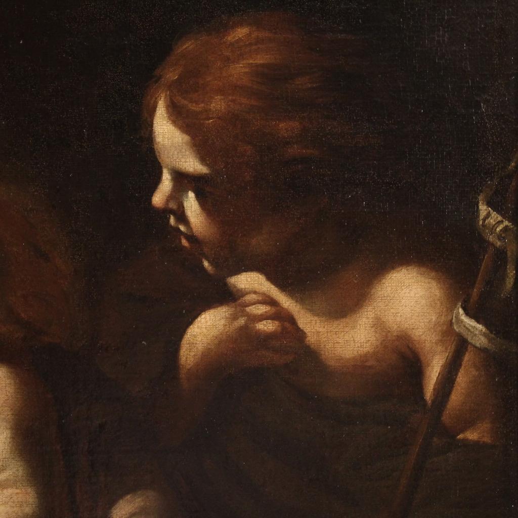 óleo sobre lienzo del siglo XVII Pintura religiosa italiana Sagrada Familia, 1660 en venta 3