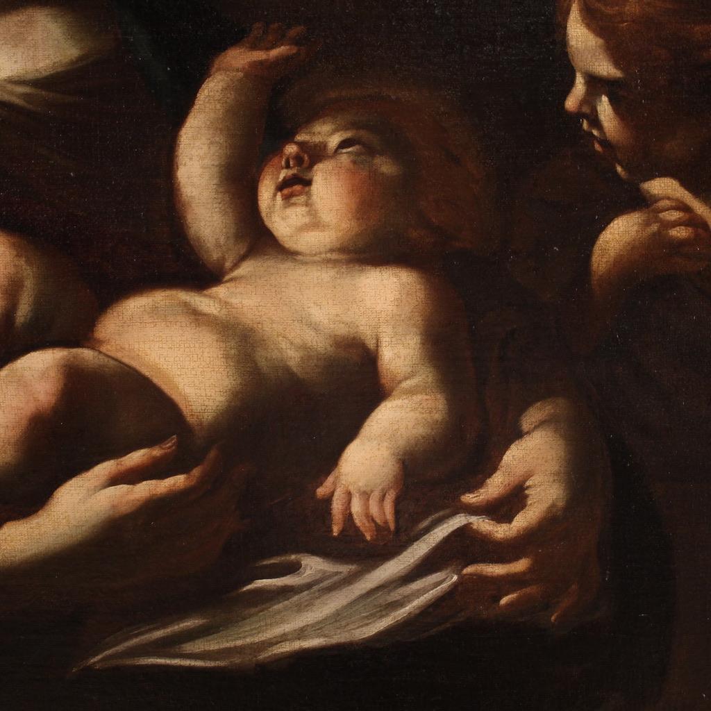 óleo sobre lienzo del siglo XVII Pintura religiosa italiana Sagrada Familia, 1660 en venta 4