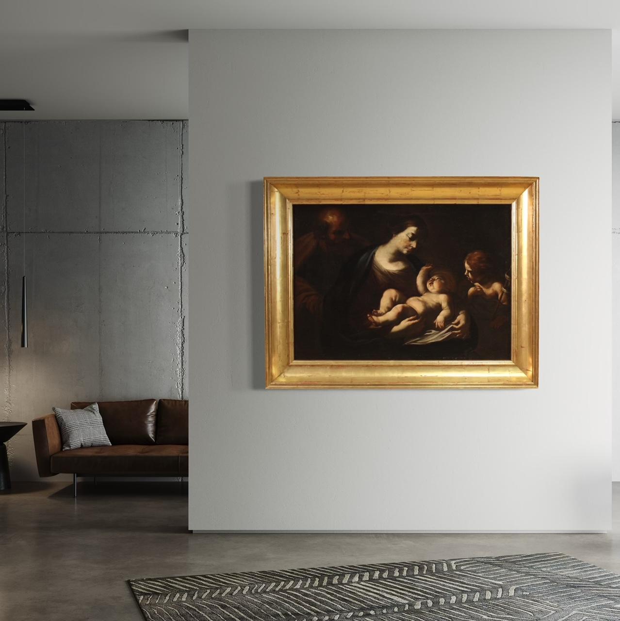 óleo sobre lienzo del siglo XVII Pintura religiosa italiana Sagrada Familia, 1660 en venta 7