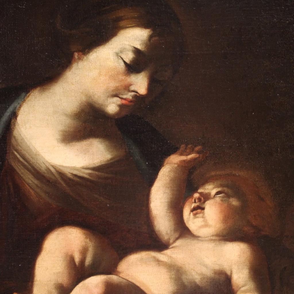 óleo sobre lienzo del siglo XVII Pintura religiosa italiana Sagrada Familia, 1660 Lienzo en venta