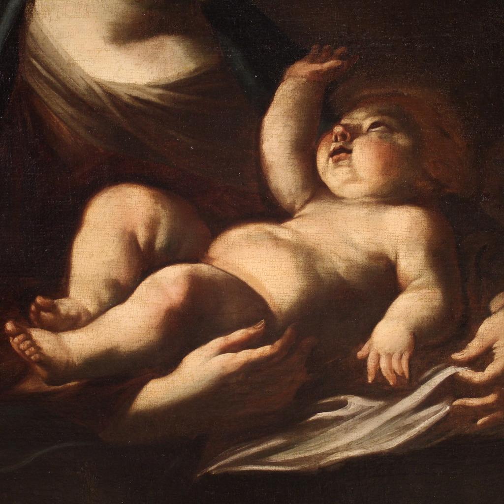 óleo sobre lienzo del siglo XVII Pintura religiosa italiana Sagrada Familia, 1660 en venta 2