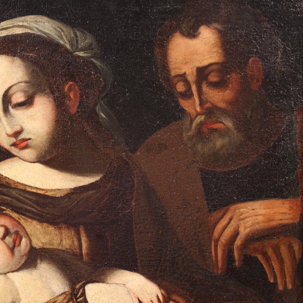 17th Century Oil on Canvas Italian Religious Painting Holy Family, 1670 im Angebot 5