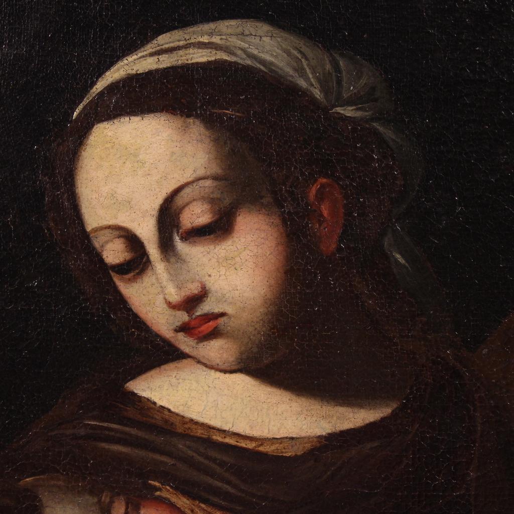 17th Century Oil on Canvas Italian Religious Painting Holy Family, 1670 im Angebot 6