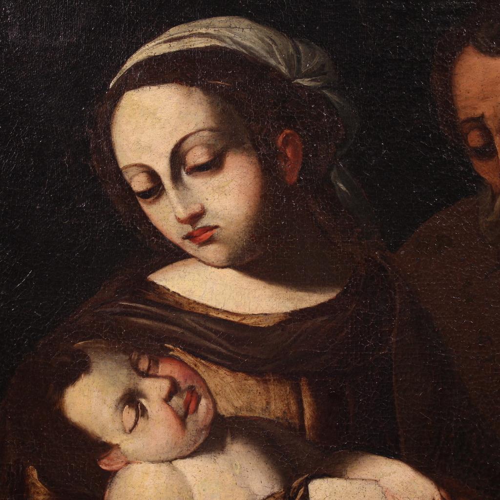 17th Century Oil on Canvas Italian Religious Painting Holy Family, 1670 im Angebot 9
