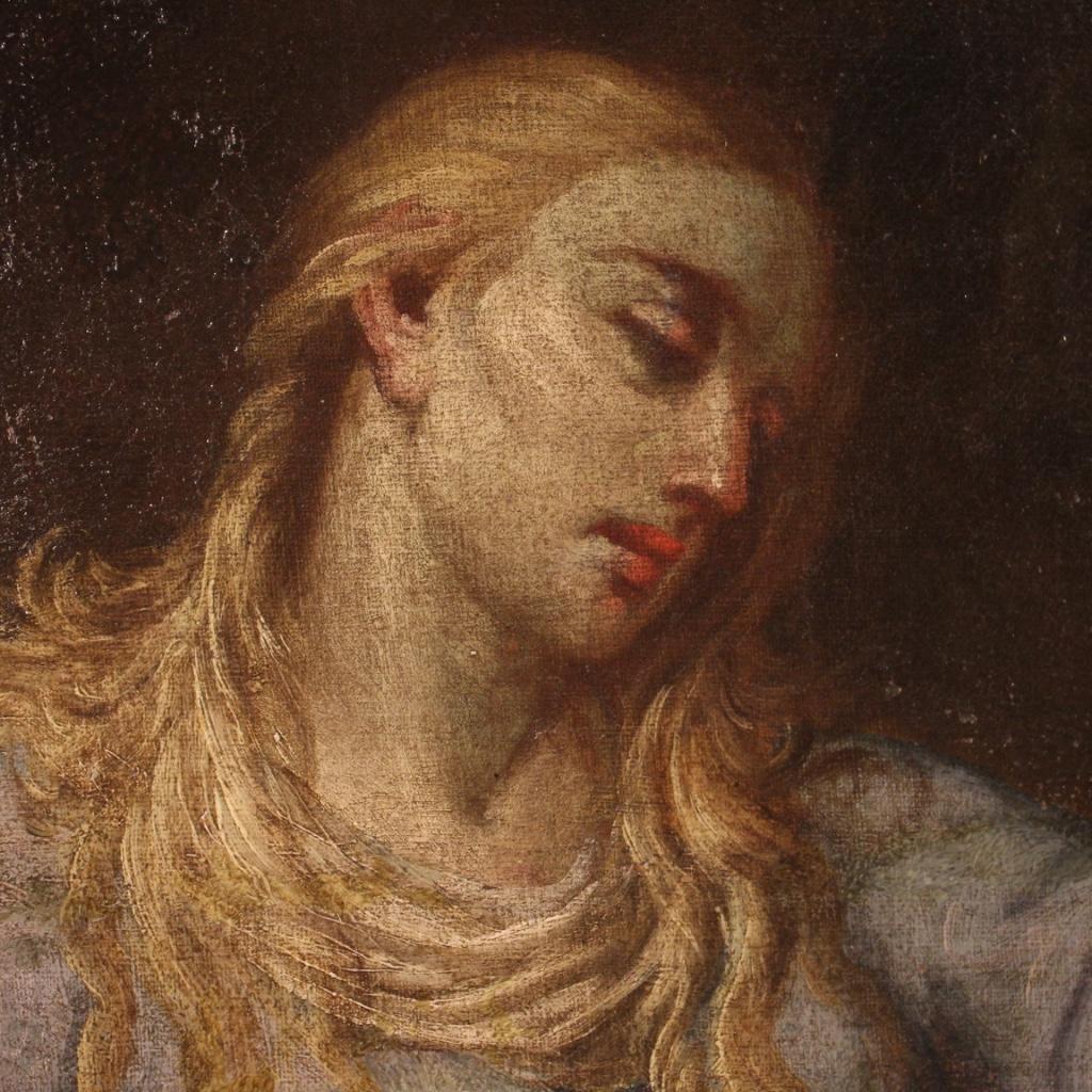 17th Century Oil on Canvas Italian Religious Painting Mary Magdalene, 1680 4