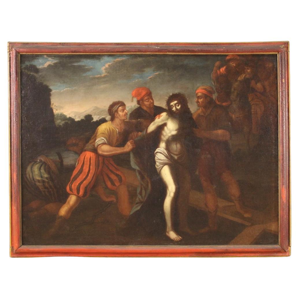 17th Century Oil on Canvas Italian Religious Painting Passion of Christ, 1670