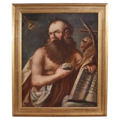 17th Century Oil on Canvas Italian Religious Painting Penitent Saint Jerome