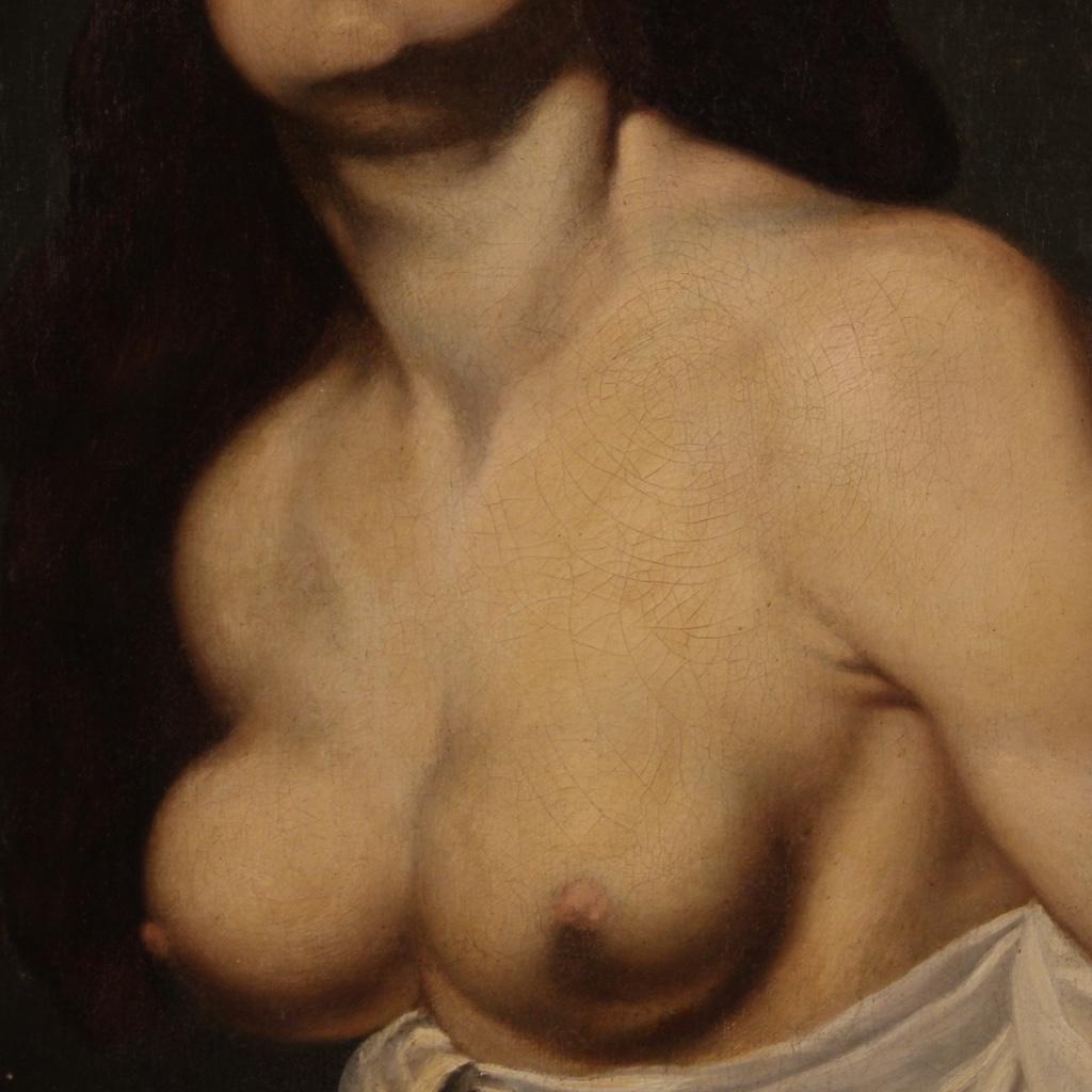 17th Century Oil on Canvas Italian Religious Painting Saint Agatha, 1630 7