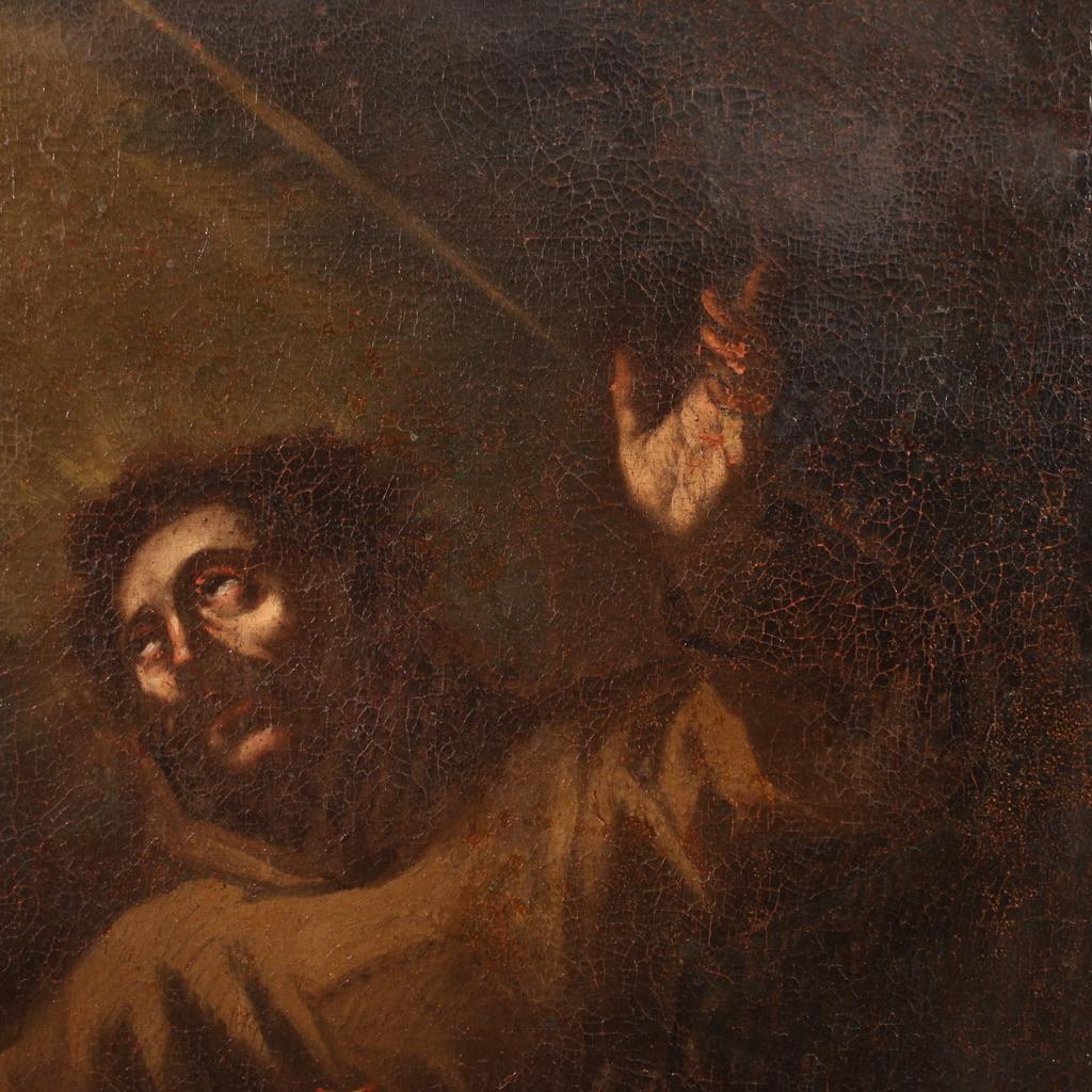 17th Century Oil on Canvas Italian Religious Painting Saint Francis of Assisi in vendita 1