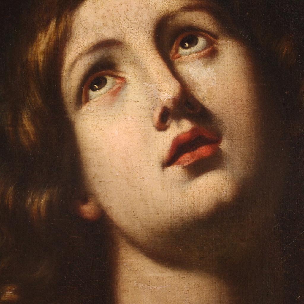 17th Century Oil on Canvas Italian Religious Painting Saint John Evangelist 7
