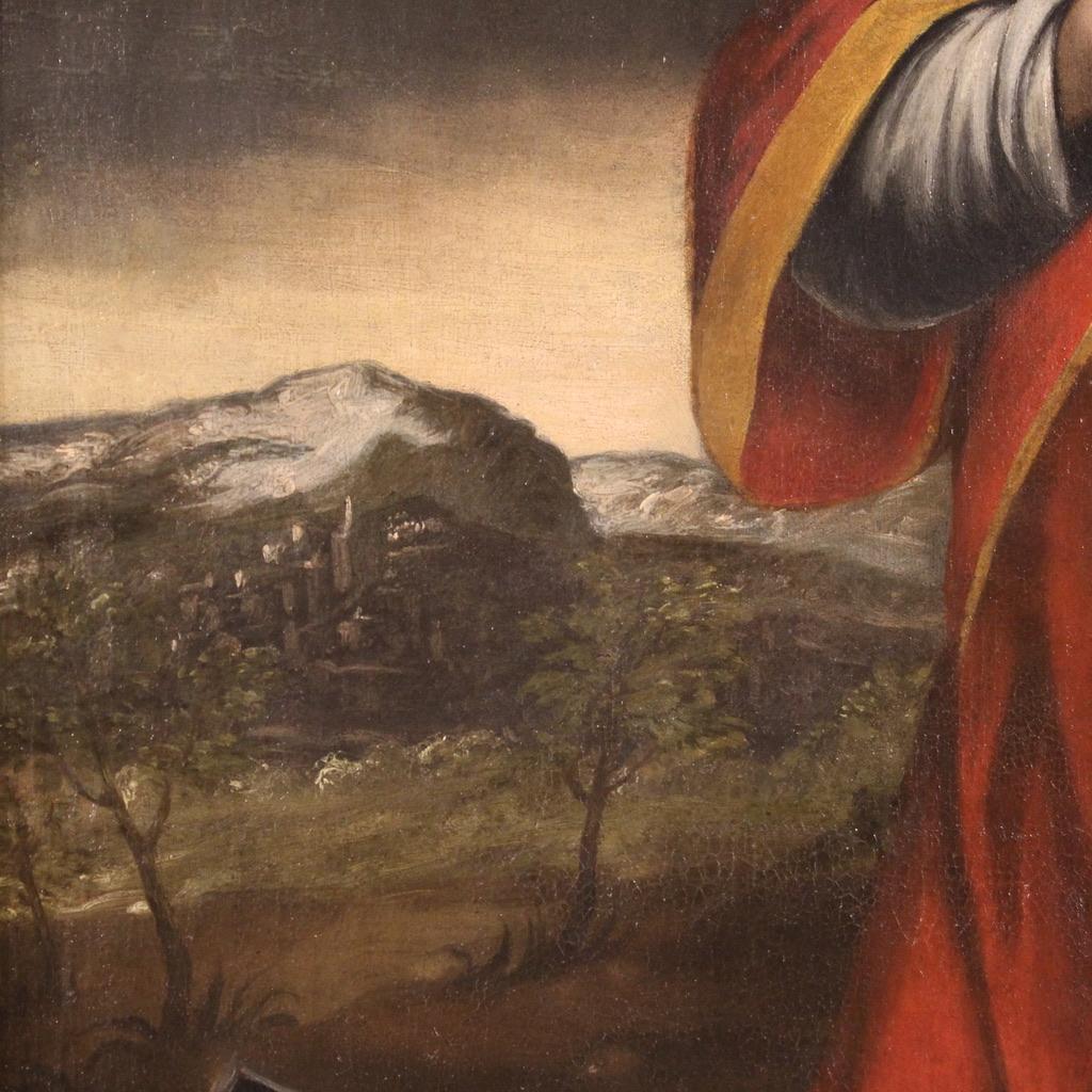 17th Century Oil on Canvas Italian Religious Painting Saint Lawrence Martyr 1650 6