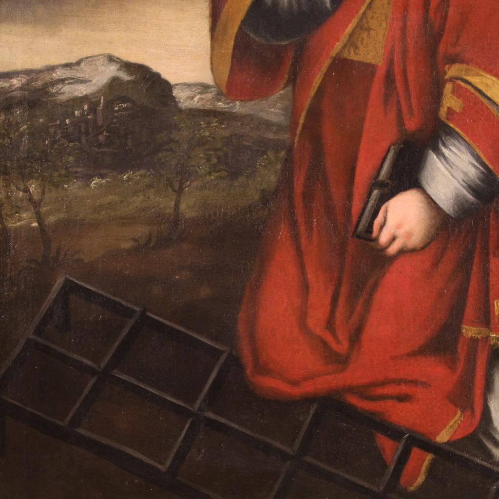 17th Century Oil on Canvas Italian Religious Painting Saint Lawrence Martyr 1650 2