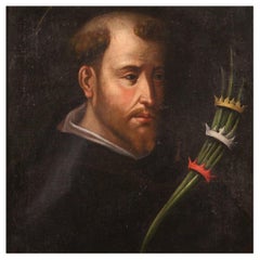 17th Century Oil on Canvas Italian Religious Painting Saint Peter Martyr, 1650