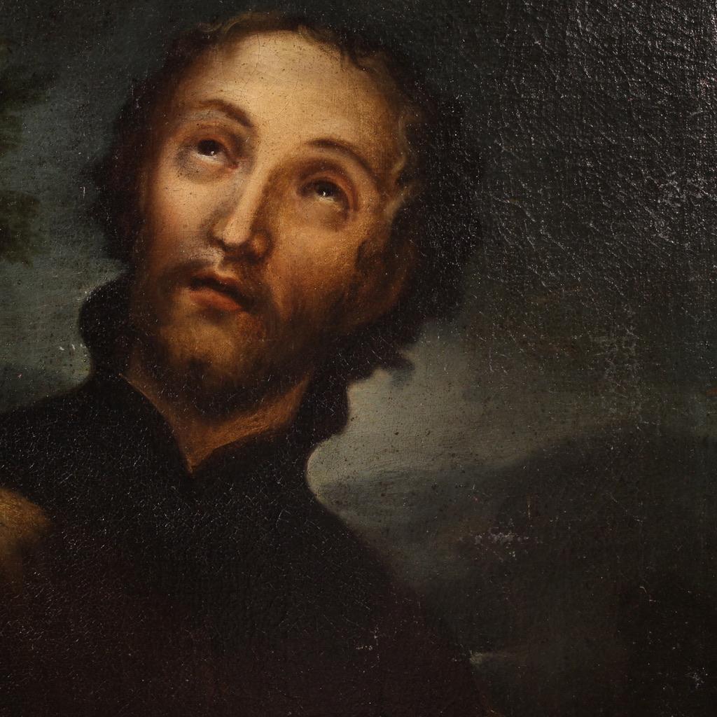 17th Century Oil on Canvas Italian Religious Painting Saint Roch, 1680 in vendita 8
