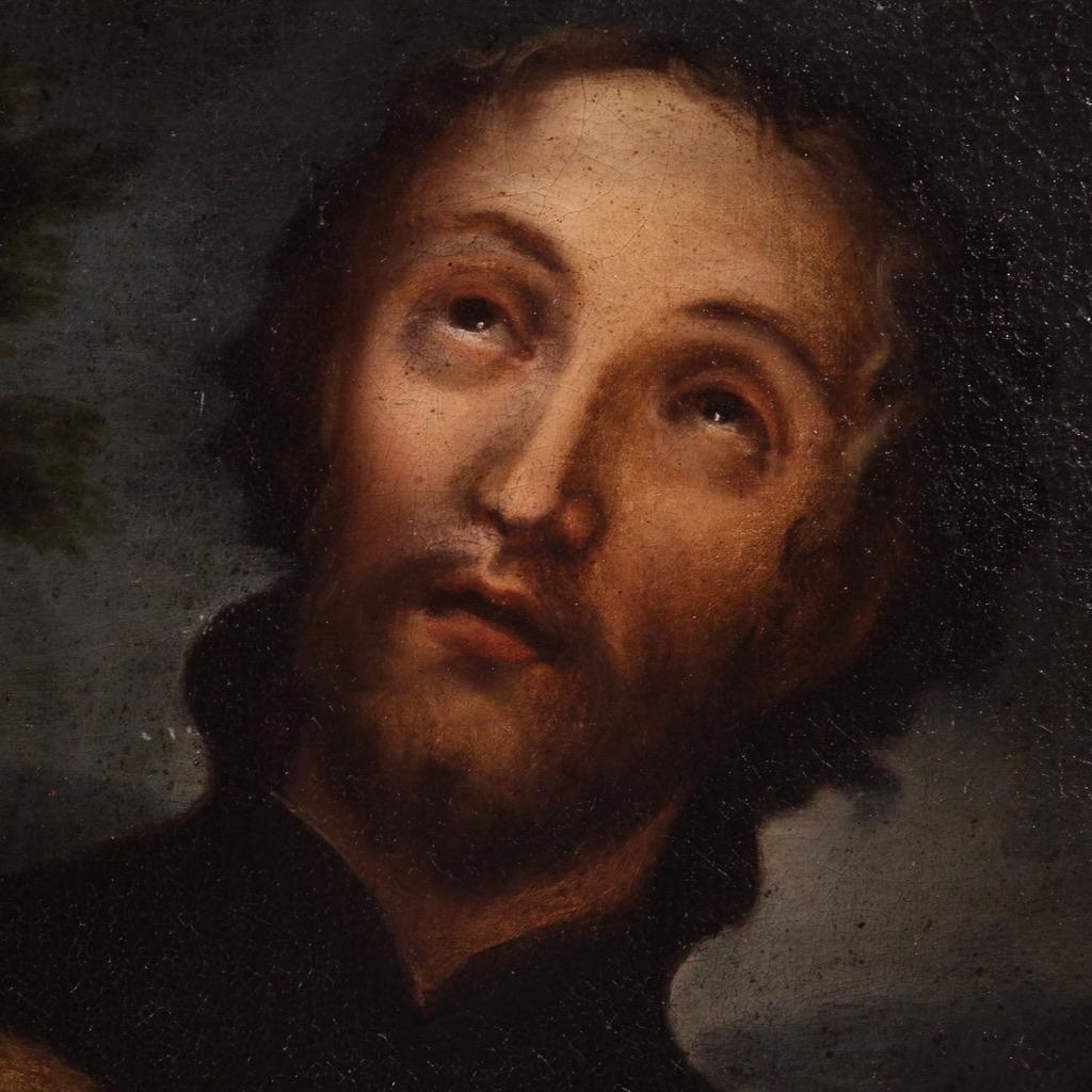 17th Century Oil on Canvas Italian Religious Painting Saint Roch, 1680 In condizioni buone in vendita a Vicoforte, Piedmont