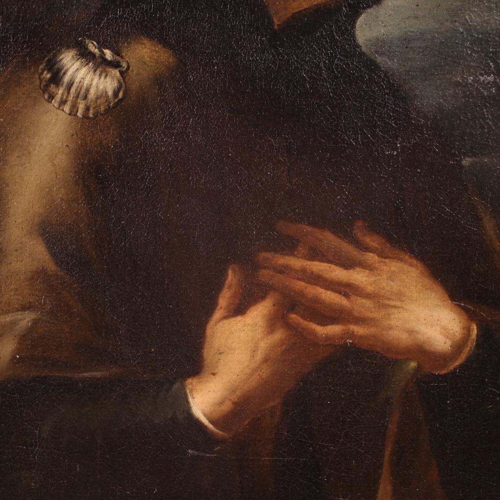Late 17th Century 17th Century Oil on Canvas Italian Religious Painting Saint Roch, 1680 in vendita