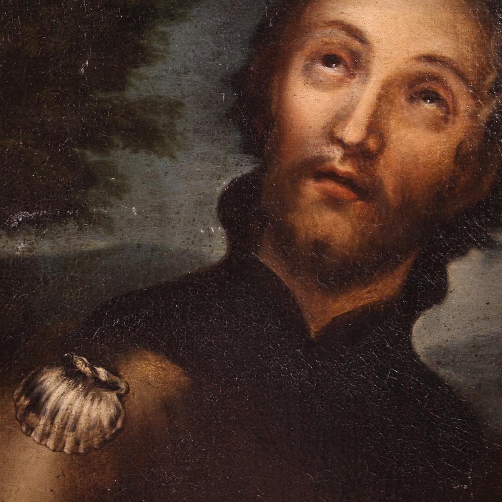 17th Century Oil on Canvas Italian Religious Painting Saint Roch, 1680 in vendita 1